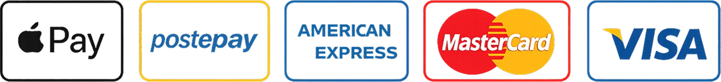 Metodi di pagamento accettati: Apple Pay, PostePay, American Express, MasterCard, VISA